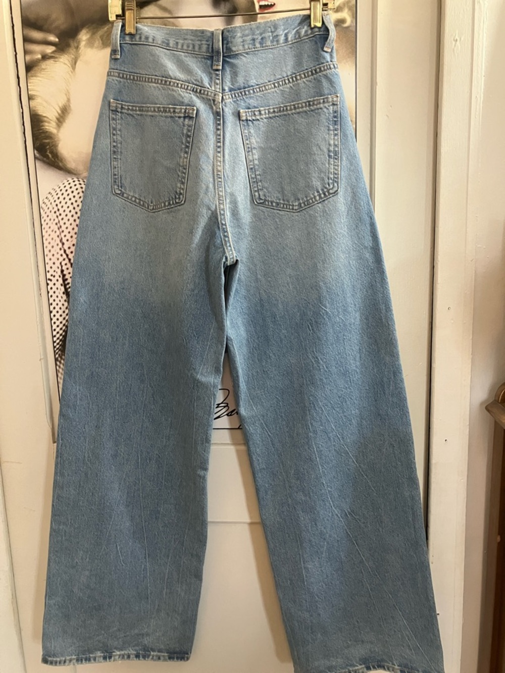 Zara White washed Crossover Waist Wide Leg Jeans 100% Cotton Size 4/26 - Picture 4 of 4